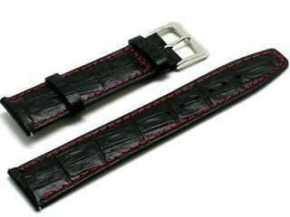 22mm black red quality leather watch strap for nautica time