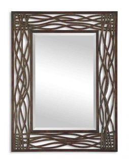 wavy grass rectangle open metal wall mirror 