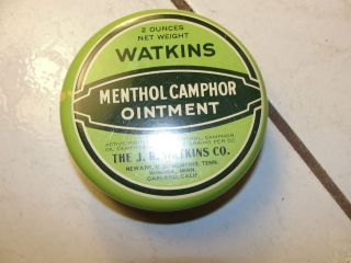 old watkins menthol camphor ointment green round tin time left