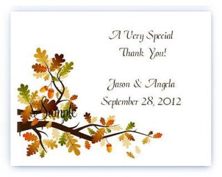 100 Custom Personalized Autumn Fall Wedding Bridal Thank You Cards