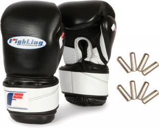 Fighting Sports Tri Tech Weighted Bag Gloves Boxing Black Reg/Lg Free 