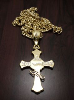 NEW ICED OUT 2PAC CROSS PENDANT 6mm & 36MIAMI CUBAN HIP HOP CHAIN 