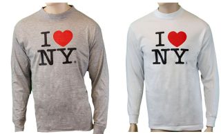   Love NY New York City Long Sleeve T Shirt White & Gray S 2XL