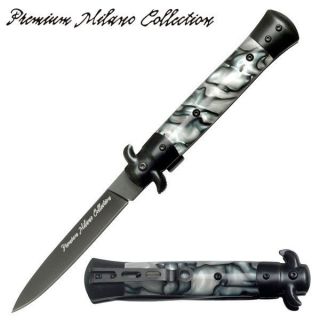   Collection Stiletto Style White Pearl Spring Assisted Knife 575WBB