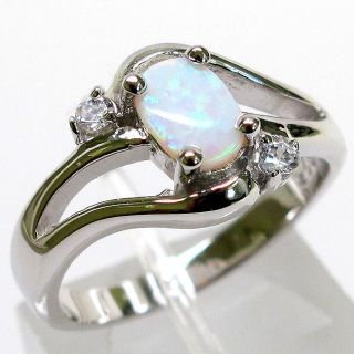 ATTRACTIVE WHITE RED FIRE OPAL 925 STERLING SILVER RING SIZE 5.75