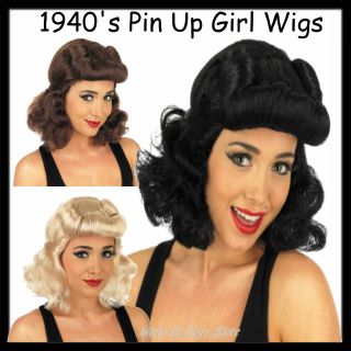 Ladies 20s, 30s, 40s, 50s Glamour Pin Up Girl Wig   Grease, WW2 