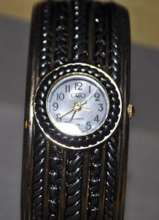 EUC 1 wide SILVER & Gold Rope Designed Bangle Cuff Bracelet Watch by 