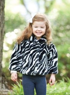 Mud Pie Baby Girl Wild Child Collection Zebra Print Faux Fur Coat 