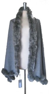 Womens Shawl Cashmere Wool Fox Fur Winter Wrap Pashmina Cape