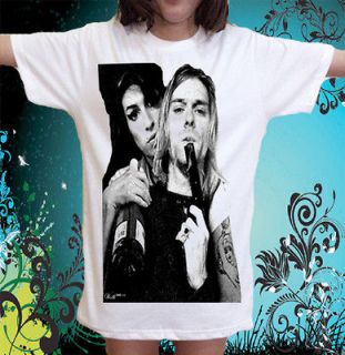Nirvana Kurt Cobain & Amy Winehouse Rock Never Die T Shirt Sz.S,M,L,XL