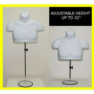 White Male Upper Torso Mannequin Form W/ Metal Base   Countertop 