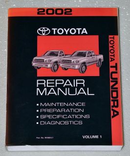 2002 TOYOTA TUNDRA TRUCK Factory Shop Service Repair Manual SR5 