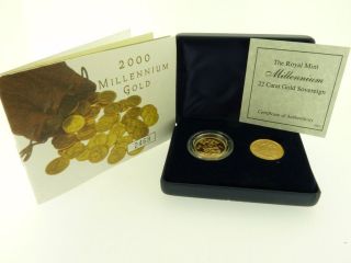 2000 Royal Mint Westminster proof gold full sovereign and BU sovereign 