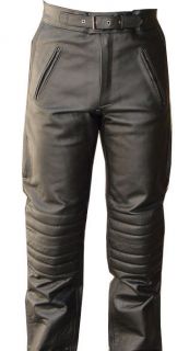 Pilot Style Motorcycle Leather Pants Biker Pants Black New