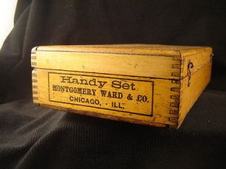   tool box wood Handy Set Chicago Mont. Ward. jewelry storage photos kit
