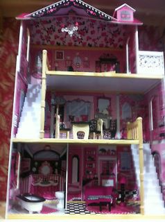 Wooden doll house all furnished 120 cm + 1 free Monster High,Barbie 