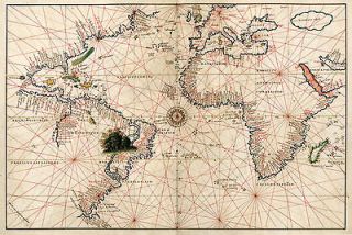 16th Century World Map, Atlas, Atlantic, america, Asia, Africa, Europe 