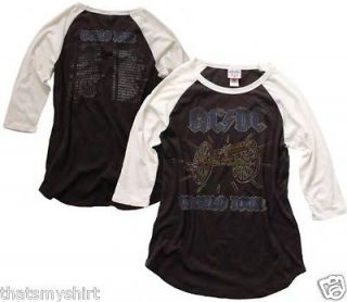 New Authentic Junk Food AC/DC World Tour Juniors Raglan T Shirt 