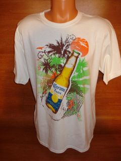 mens corona extra beer tee t shirt s s sz large l white