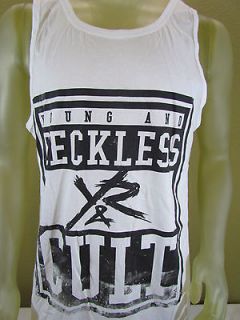 NWT Young and Reckless Cult Faded Logo Tank Top White Size: X Large