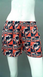 NFL Miami Dolphins Misses M Silk Boxer Shorts Teal Orange Team Logo 