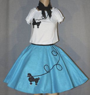 PC Aqua Blue 50s Poodle Skirt outfits Girl Sizes 7,8,9,10 Waist: 23 
