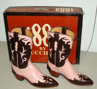 Lucchese 1883 Ladies Boots Chocolate and Pink Size 7 5
