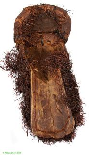 Pende Long Bearded Mask with Raffia Ruff African Mask