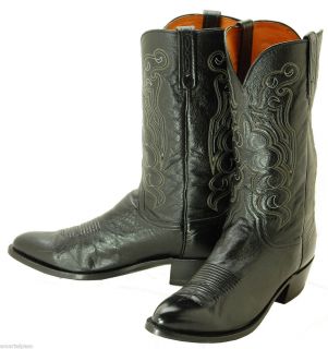 194 Used LUCCHESE N1613 1883 Black Cordova Calf Cowboy Boots Mens 10 5 