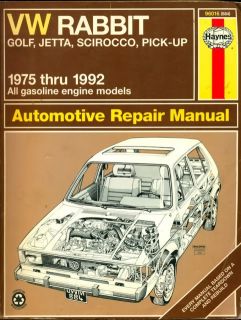 1975 1992 VW Rabbit VW Golf VW Jetta Volkswagen Repair Manual by 