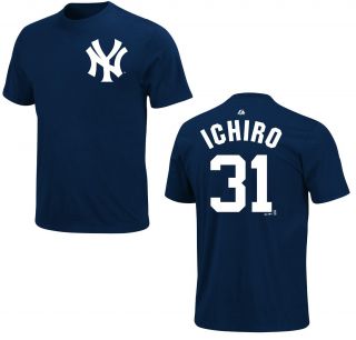 New York Yankees Ichiro Suzuki Navy Name and Number Jersey T Shirt Tee 