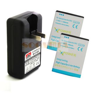 2x High Capacity Li ion Battery + Wall Charger For Samsung Galaxy Ace 
