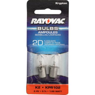 Rayovac K2 2 Flashlight Bulbs 2pk KPR102 2D 1 68 Watt