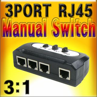 Port 3 Way RJ45 AB Manual Switch Box ★ ★ ★ ★ ★ Cat5e CAT5 