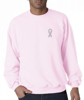 New Breast Cancer Ribbon Rhinestones Chest Logo Jerzees Crewneck 