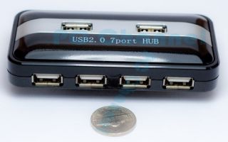 USB 2 0 7 Port External Hub w Power Adapter for PC Mac