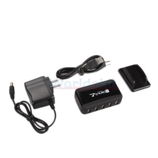 Port High Speed USB 2 0 Hub Powered AC Adapter Free for Laptop PC 