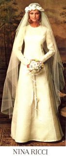 Vintage Nina Ricci 70s Wedding Gown Vogue Paris Original Pattern 