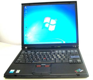 IBM Thinkpad T42 1 7GHz 768MB 40GB WiFi Laptop Computer w Win 7