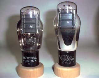 Closely Matched Pair RCA Cunningham Single Plate 2A3 Triode Tubes 