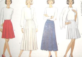 Misses A Line Skirt Pattern Waistband Front Pleat Variations Zipper 