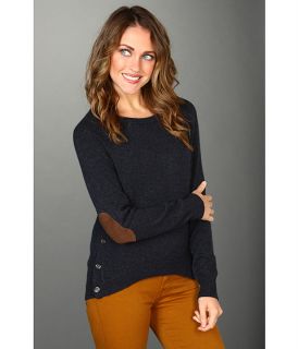 Autumn Cashmere   Hi Lo with Side Button & Suede Elbow Patches