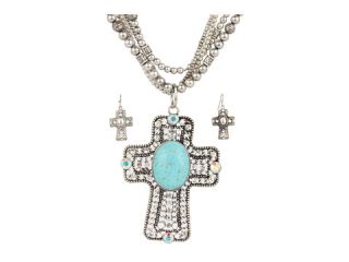 Nocona Large Turquoise Cross Necklace/Earring Set    