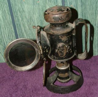 Old Antique Buggy Carriage Vehicle Candle Lantern or Lamp w Lens Slit 