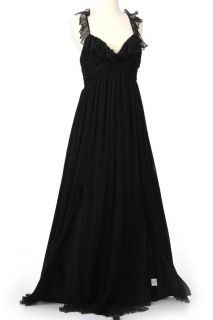 NEW ABS by Allen Schwartz Womens Ruffle Gown in Black   US 6