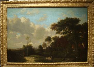    Century English Master Landscape Antique Oil Painting Barker of Bath