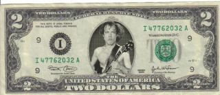 AC/DC Angus Young $2 Dollar Bill Mint Rare $1