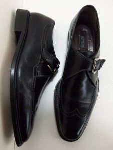 Testoni Black Label Bologna Monk Strap Wing Tip Leather Mens Shoes 8 