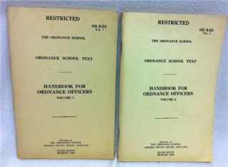 Original WWII Restricted Handbook for Ordnance Officers Vol 1 2 