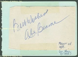 Abraham D Beame Autograph Sentiment Signed